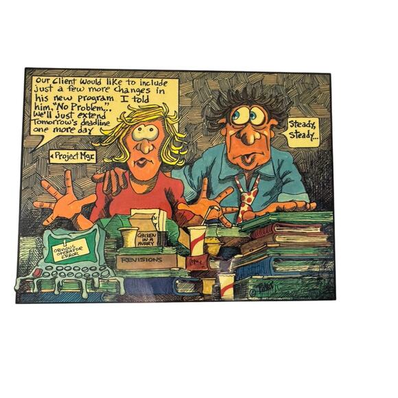 Vintage PETER PRINTS Computer Programmer Comic Strip Cartoon Print Framed Art - Picture 5 of 5